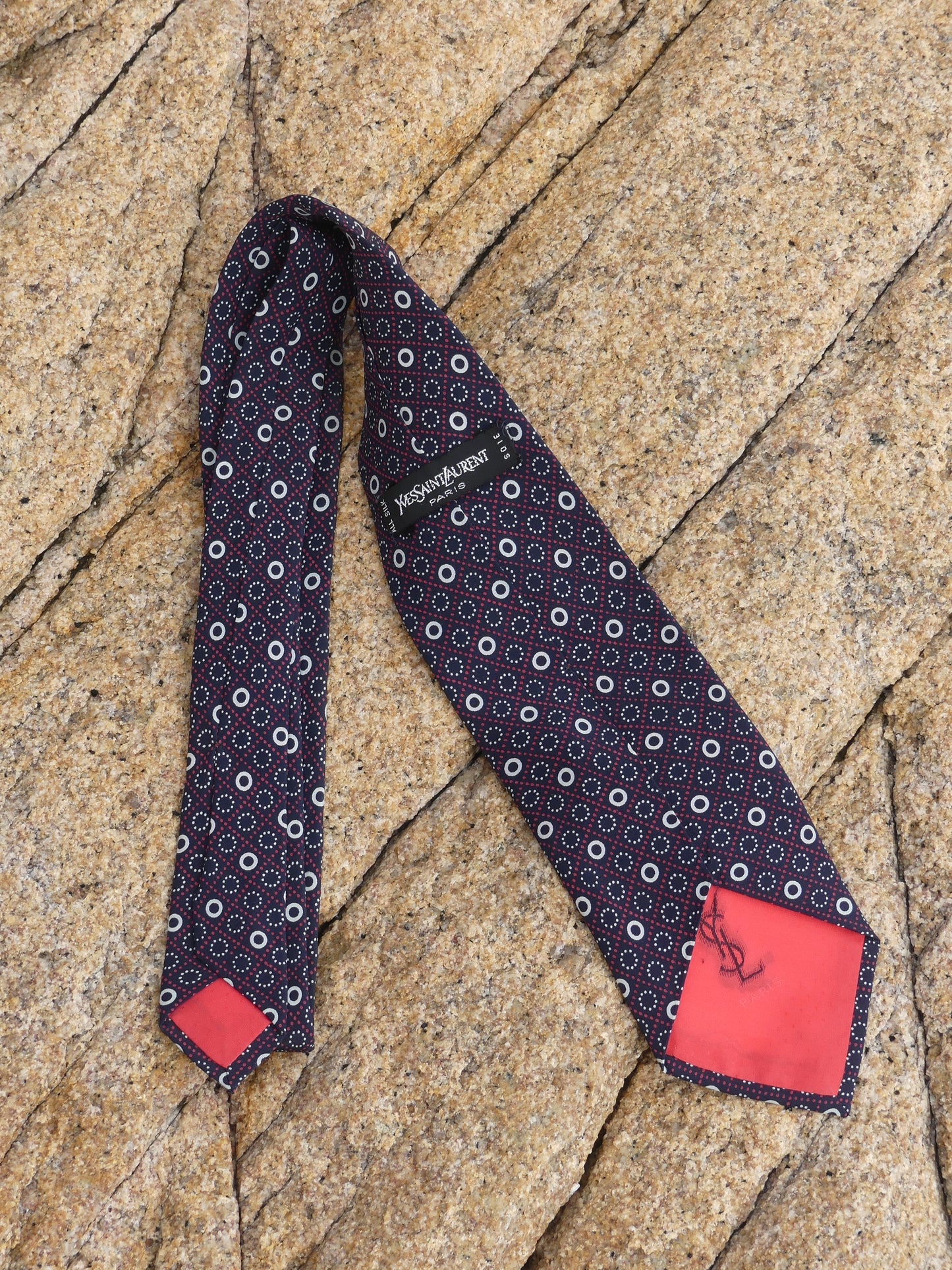 YVES SAINT LAURENT VINTAGE TIE NAVY BLUE