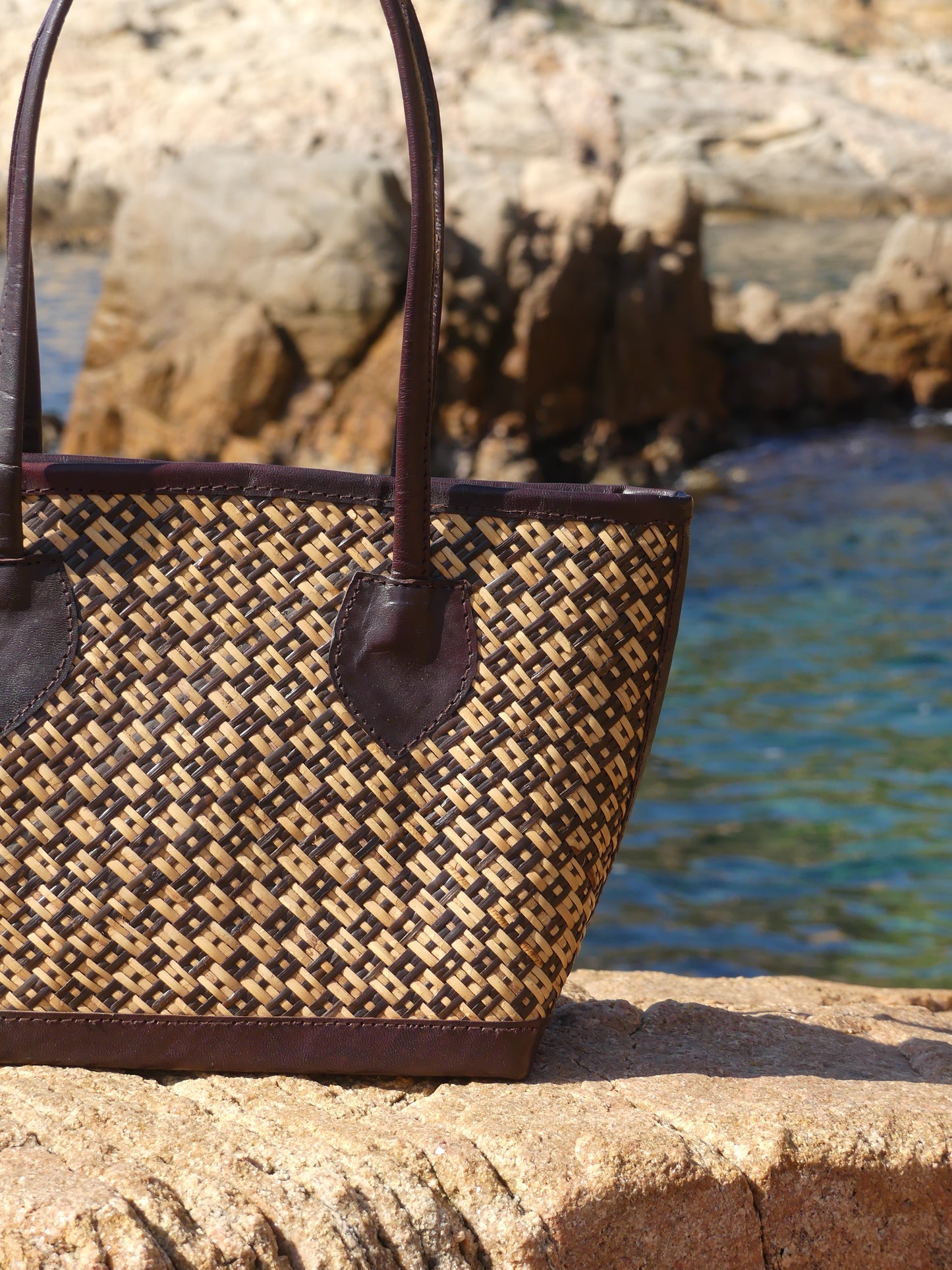 CABAS JAVA - RAFFIA & LEATHER TOTE